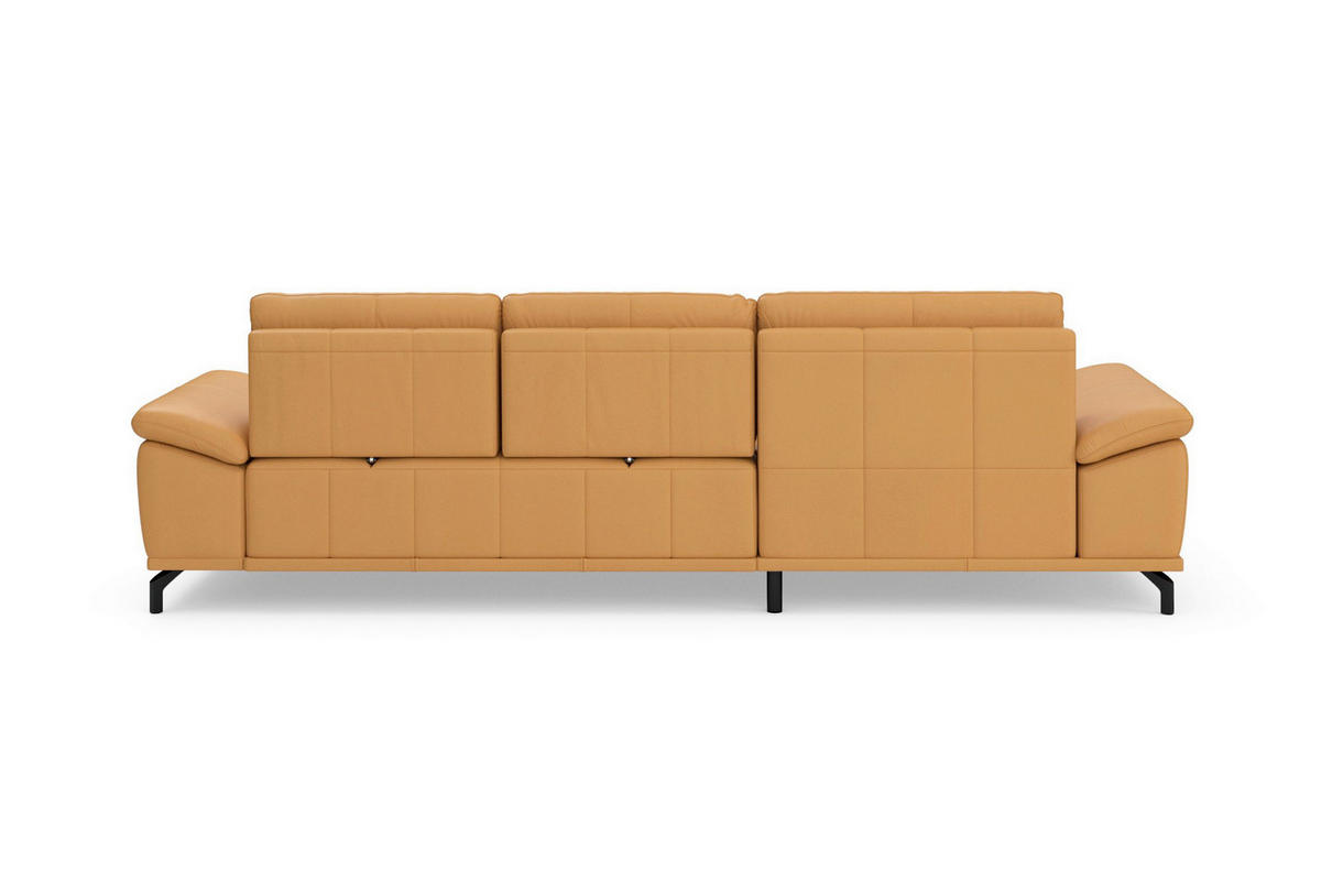 ROHOVÁ SEDAČKA, koža, kari žltá - čierna/kari žltá, Basics, kov/koža (176/301cm) - Sit & More