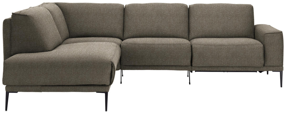 ECKSOFA Flachgewebe Hellbraun  - Hellbraun/Schwarz, Design, Textil/Metall (210/260cm) - Johann Jakob
