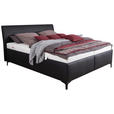 POLSTERBETT Matratze, gepolstertes Kopfteil, Lattenrost, Bettkasten 180/200 cm  in Schwarz  - Schwarz/Weiß, KONVENTIONELL, Leder/Holz (180/200cm) - Esposa