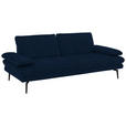 3-SITZER-SOFA in Velours Dunkelblau  - Beige/Schwarz, Design, Textil/Metall (222/89/104cm) - Dieter Knoll