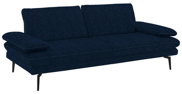 3-SITZER-SOFA in Velours Dunkelblau - Beige/Schwarz, Design, Textil/Metall (222/89/104cm) - Dieter Knoll