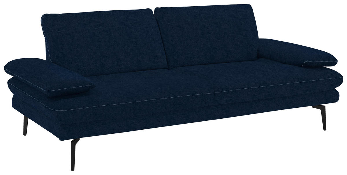 3-SITZER-SOFA in Velours Dunkelblau  - Beige/Schwarz, Design, Textil/Metall (222/89/104cm) - Dieter Knoll