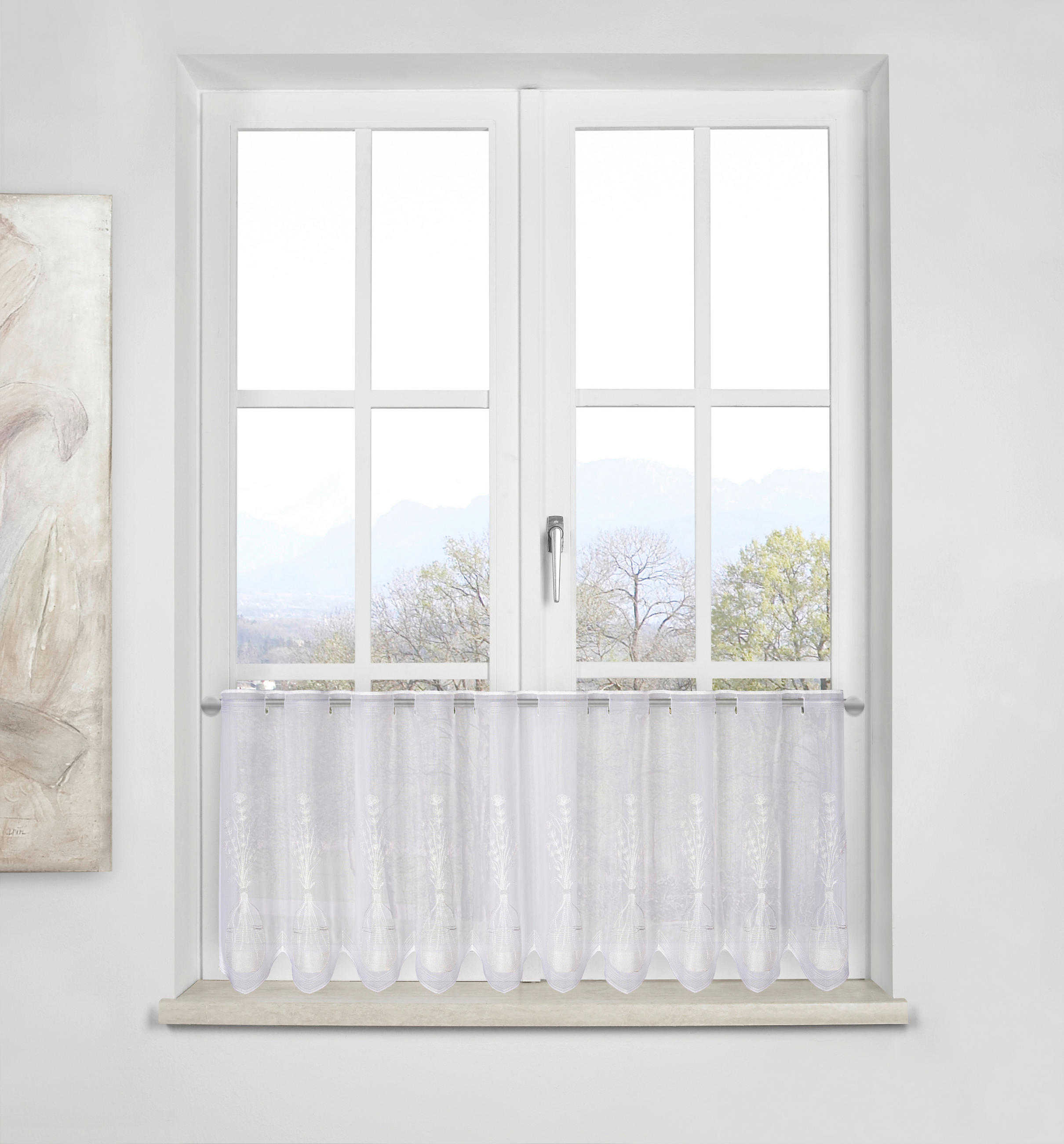 KURZGARDINE   160/45 cm   - Naturfarben/Weiß, KONVENTIONELL, Textil (160/45cm) - Esposa
