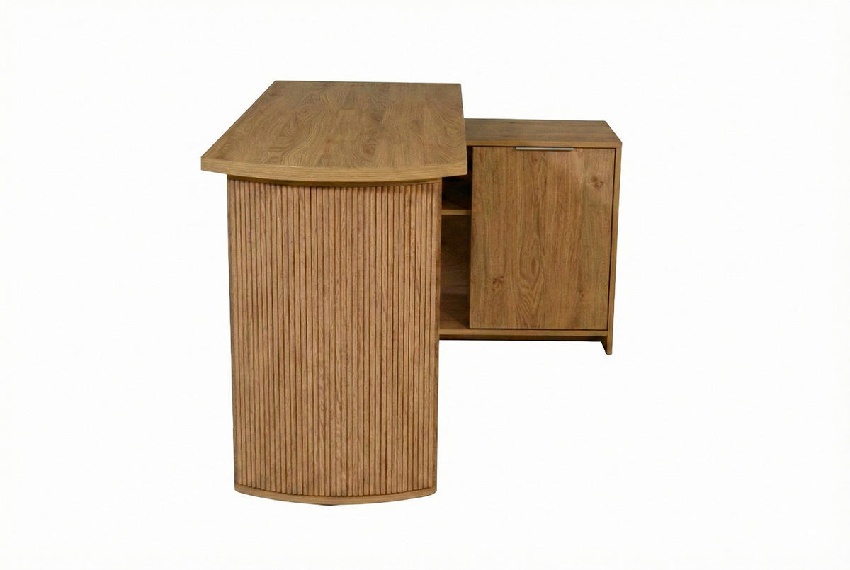ECKSCHREIBTISCH 150/120/75 cm Eichefarben Kabeldurchlass, Stauraum, seitenverkehrt montierbar  - Eichefarben/Silberfarben, Modern, Holzwerkstoff/Metall (150/120/75cm) - MID.YOU