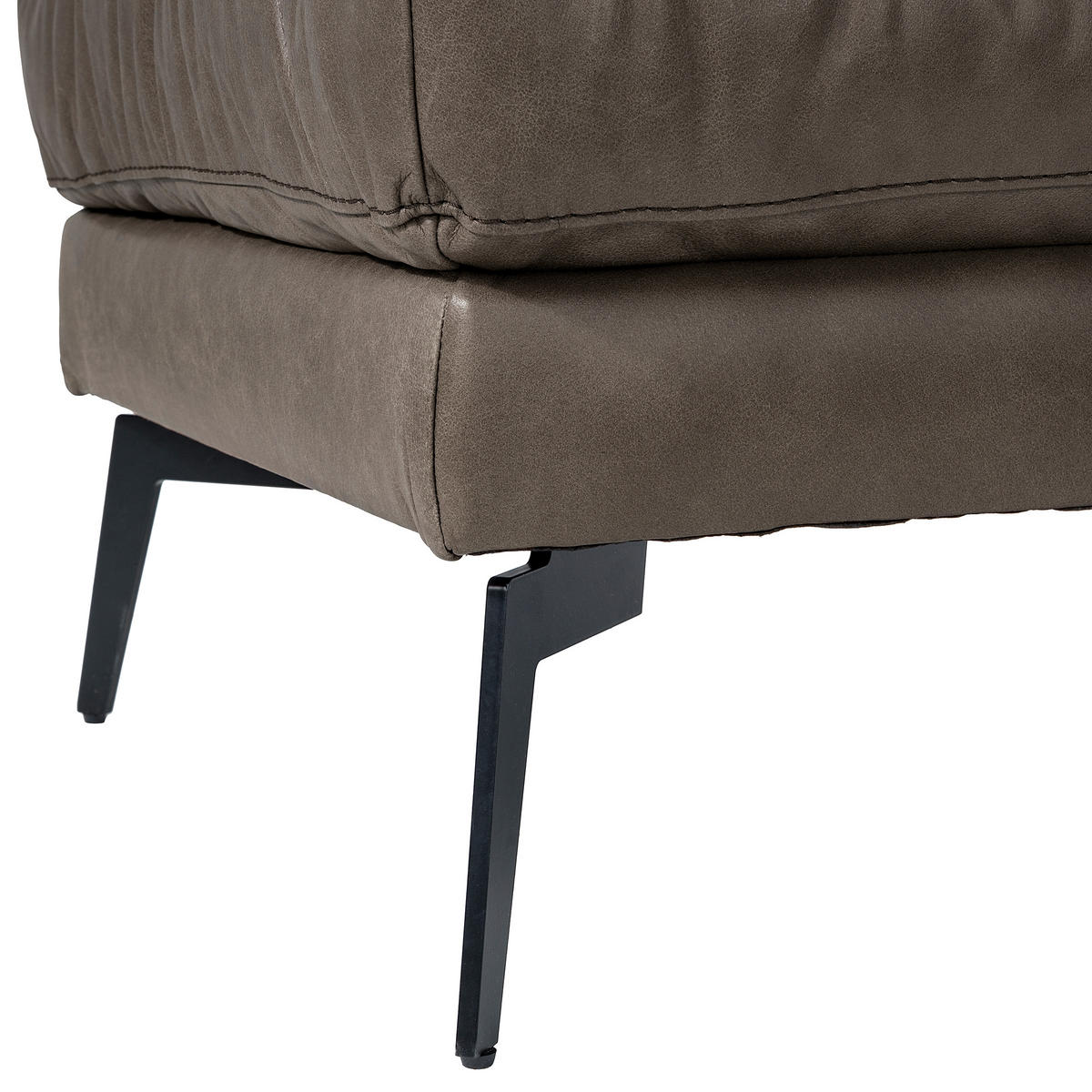 HOCKER Leder Fango  - Fango/Schwarz, Design, Leder/Metall (163/46/62cm) - Livetastic