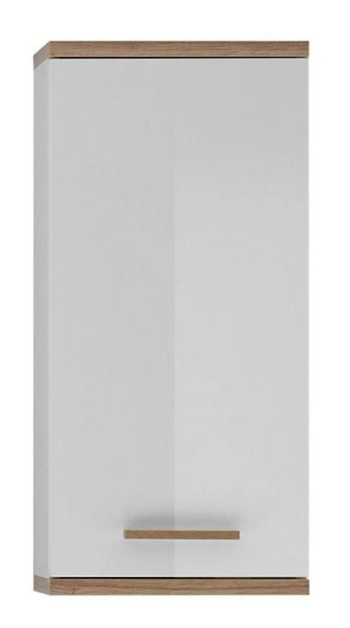VISEČA OMARA 35,5/74,5/20,5 cm  - barve hrasta/bela, Design, steklo/leseni material (35,5/74,5/20,5cm) - Xora