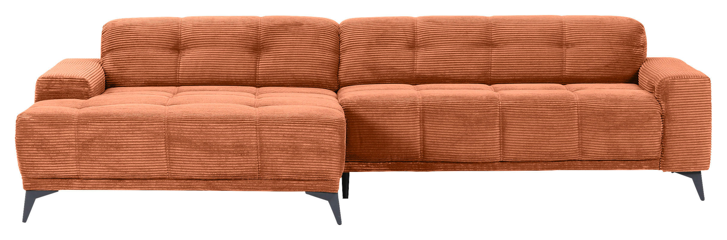ECKSOFA Rostfarben Cord  - Rostfarben/Schwarz, KONVENTIONELL, Textil/Metall (165/295cm) - Carryhome