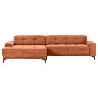 ECKSOFA Rostfarben Cord  - Rostfarben/Schwarz, KONVENTIONELL, Textil/Metall (165/295cm) - Carryhome