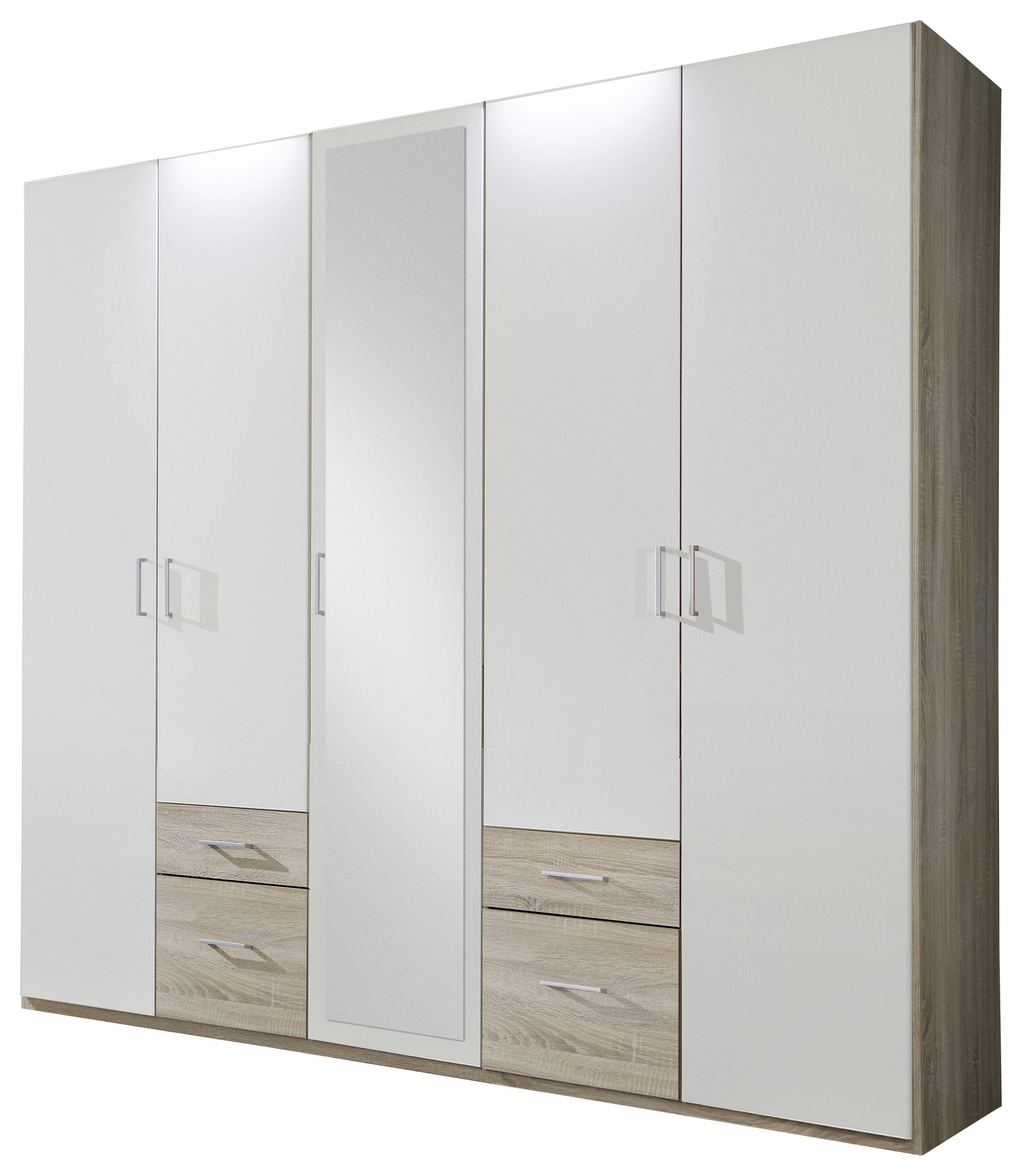 Kleiderschrank in Weiß, Eichefarben