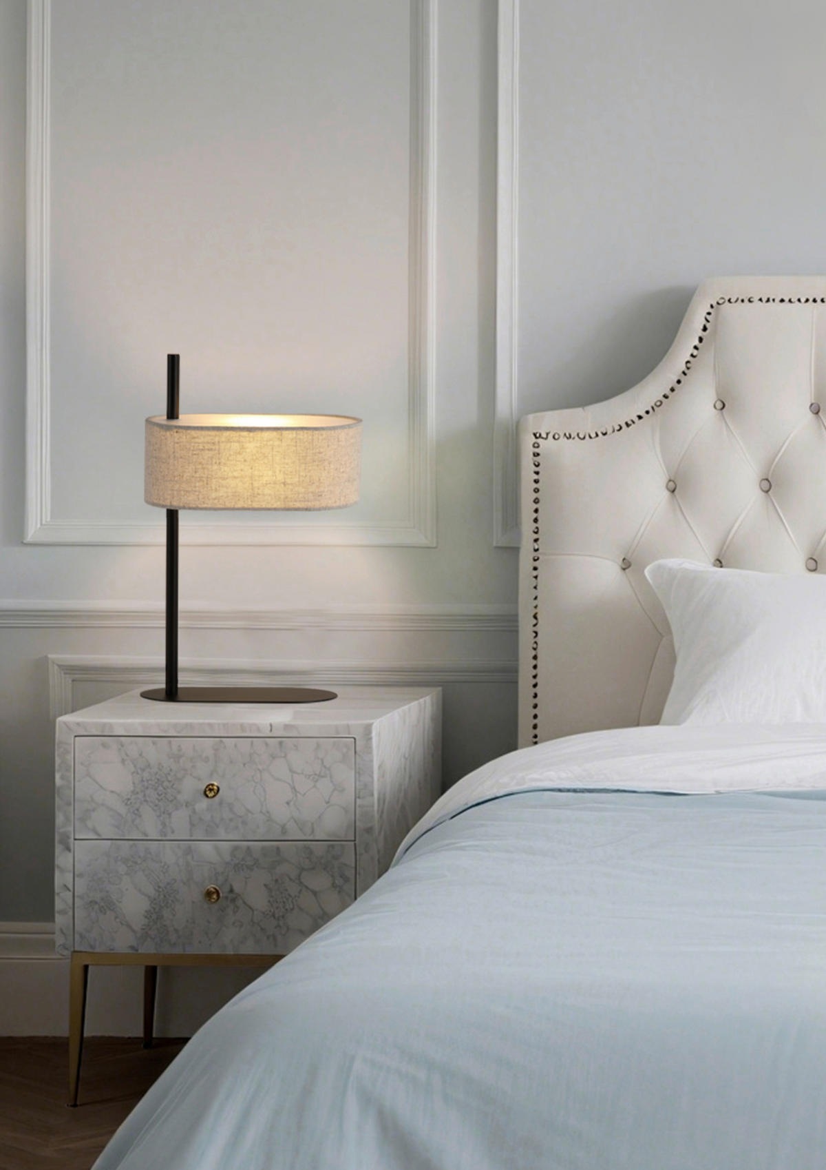 TISCHLEUCHTE Hessian 15/43/27 cm  - Schwarz, Design, Kunststoff/Textil (15/43/27cm)