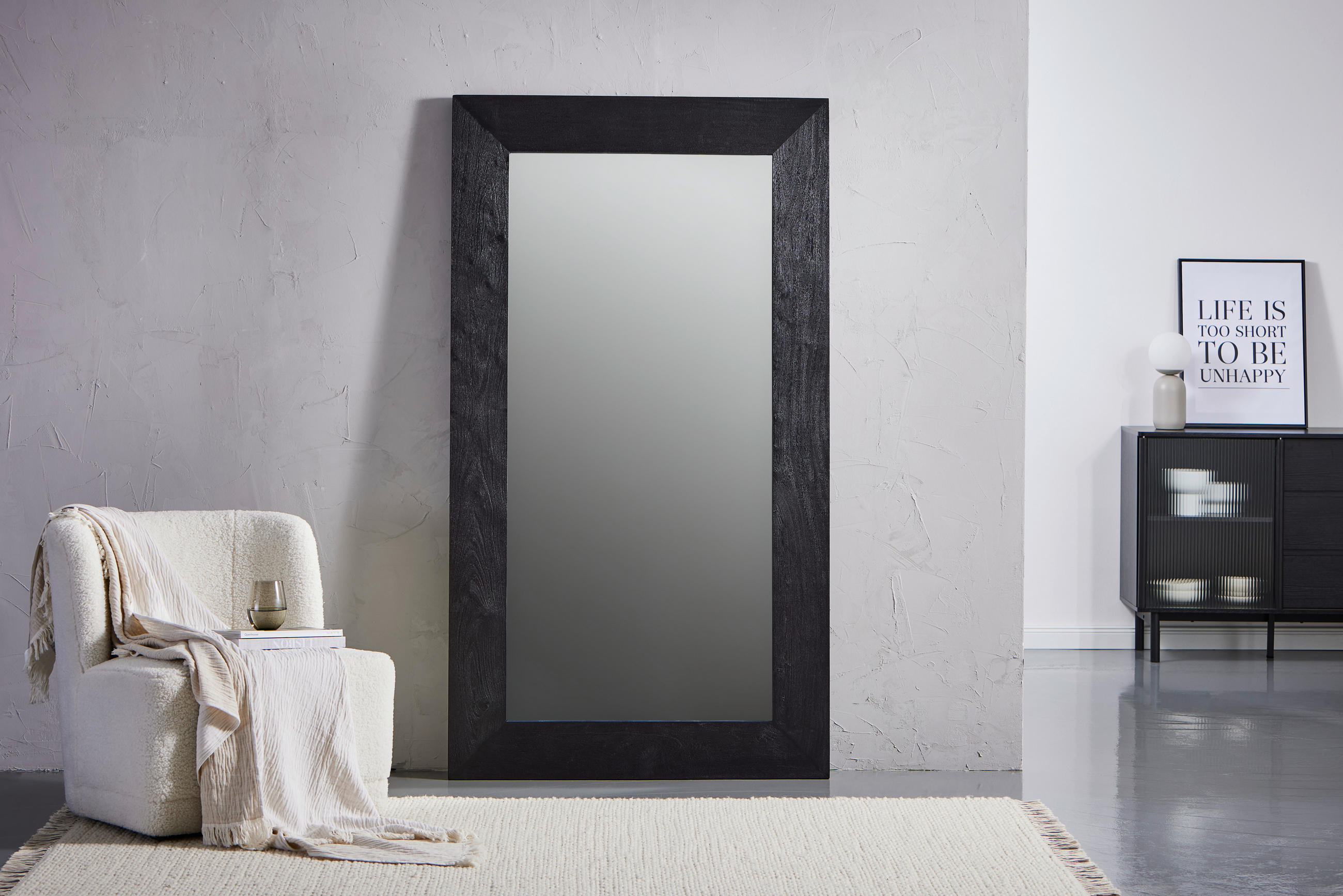 WANDSPIEGEL 100/180/2,5 cm  - Schwarz, Design, Glas/Holz (100/180/2,5cm) - Livetastic