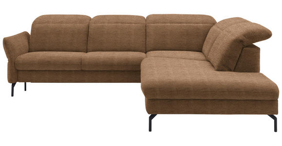 ECKSOFA  in Flachgewebe Braun  299-313/233 cm  - Schwarz/Braun, Design, Textil/Metall (299-313/233cm) - Dieter Knoll