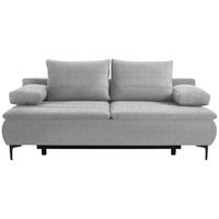 BOXSPRINGSOFA in Webstoff Hellgrau  - Hellgrau/Schwarz, Konventionell, Textil/Metall (204/93/100cm) - Livetastic