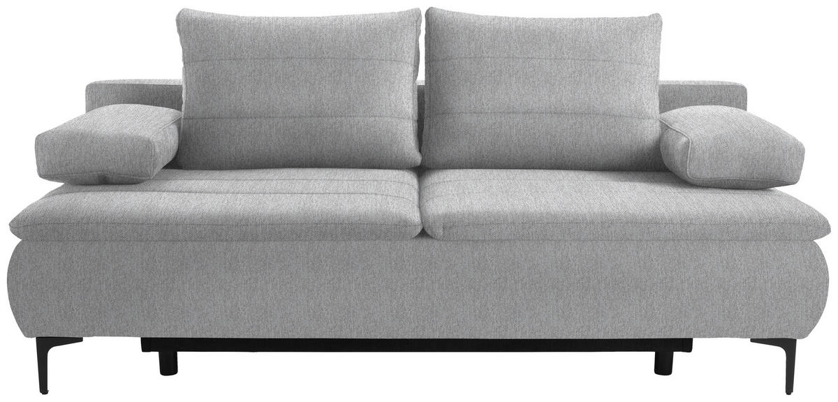 BOXSPRINGSOFA in Webstoff Hellgrau  - Hellgrau/Schwarz, Konventionell, Textil/Metall (204/93/100cm) - Livetastic