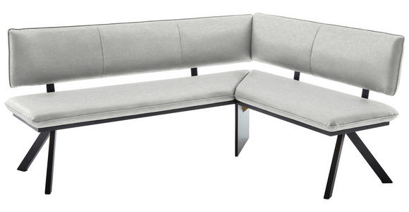 ECKBANK 180/140 cm in Creme, Schwarz - Creme/Schwarz, MODERN, Textil/Metall (180/140cm) - Cantus