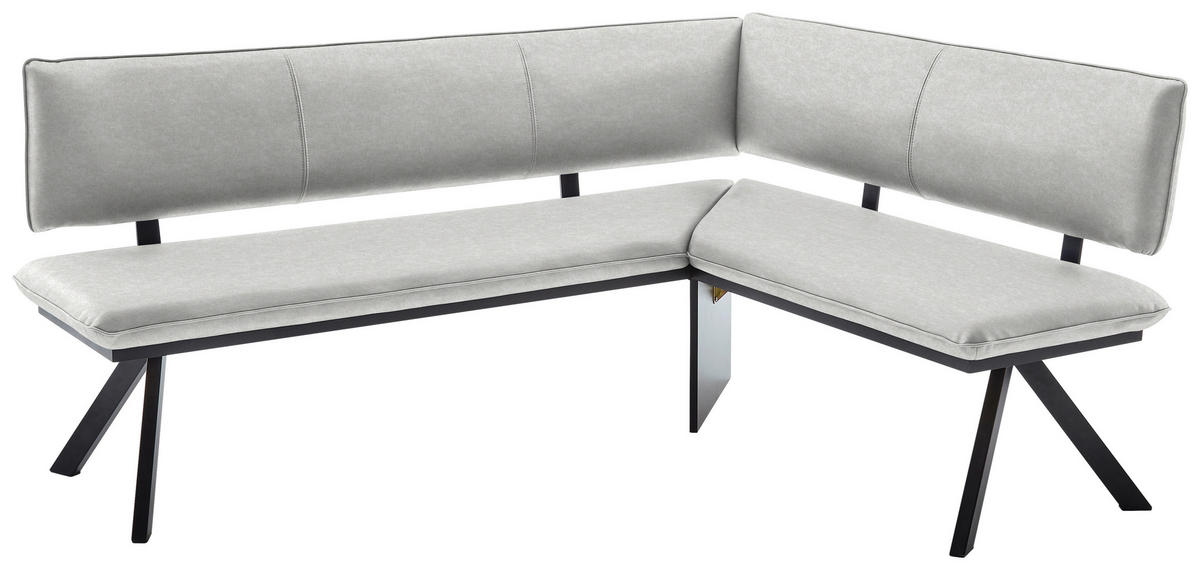 ECKBANK in Metall, Textil Creme, Schwarz  - Creme/Schwarz, Modern, Textil/Metall (180/140cm) - Cantus
