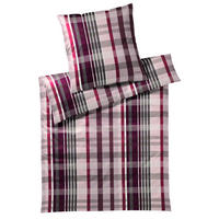 BETTWÄSCHE CHECKS Makosatin 240/220 cm  - Lila/Altrosa, Basics, Textil (240/220cm) - Joop!