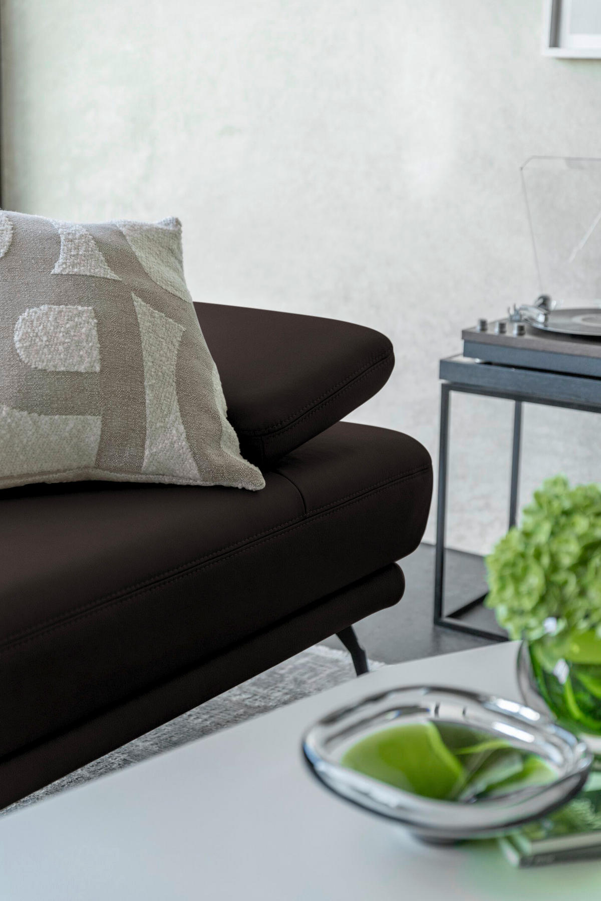 ECKSOFA Echtleder Schwarzbraun  - Schwarzbraun/Schwarz, Konventionell, Leder/Metall (301/180cm) - Joop!