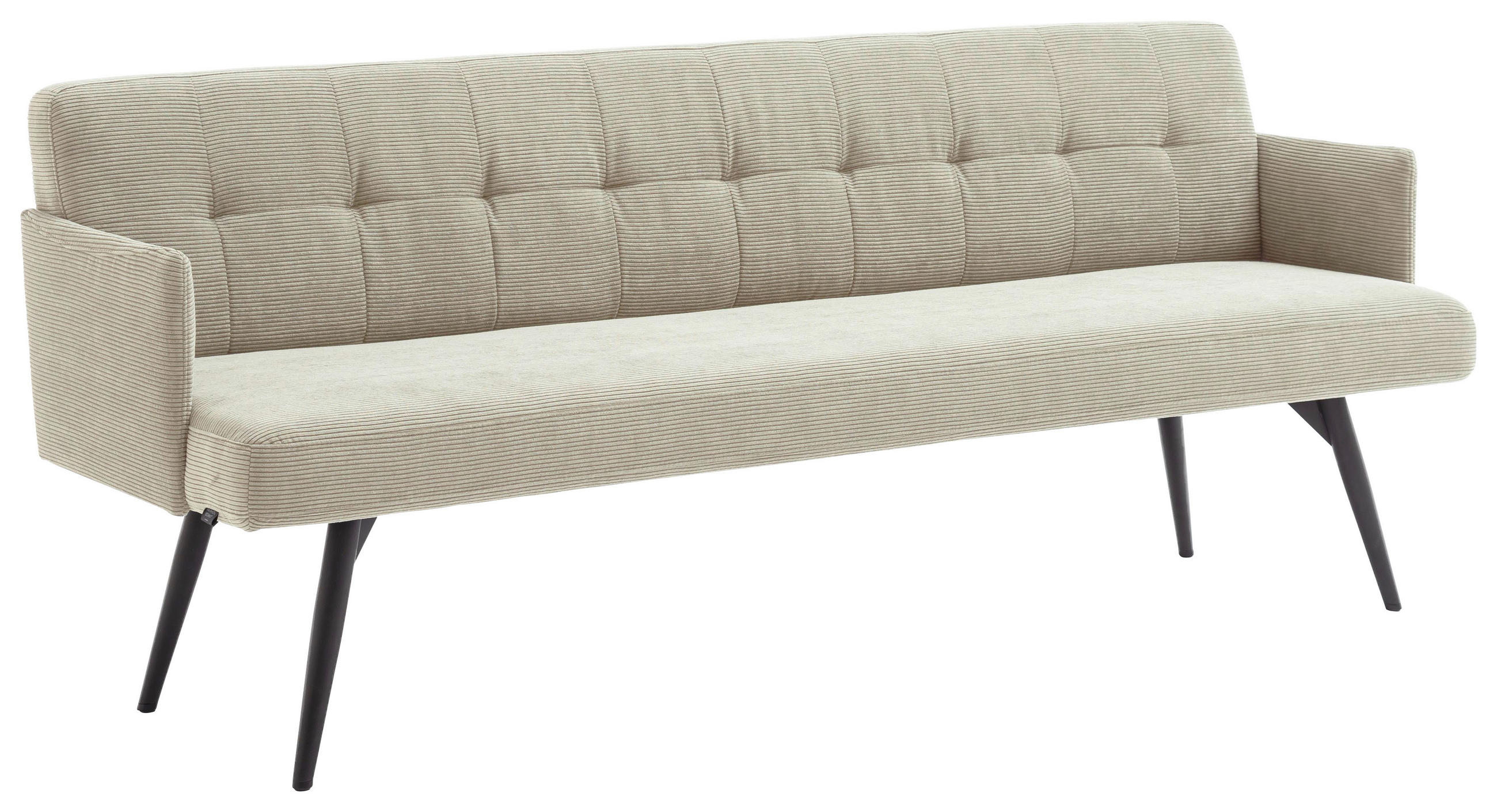 SITZBANK in Textil Sandfarben  - Sandfarben/Schwarz, Design, Textil/Metall (206/85/69cm) - Johann Jakob