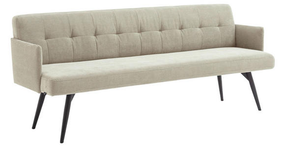 SITZBANK in Textil Sandfarben  - Sandfarben/Schwarz, Design, Textil/Metall (206/85/69cm) - Johann Jakob