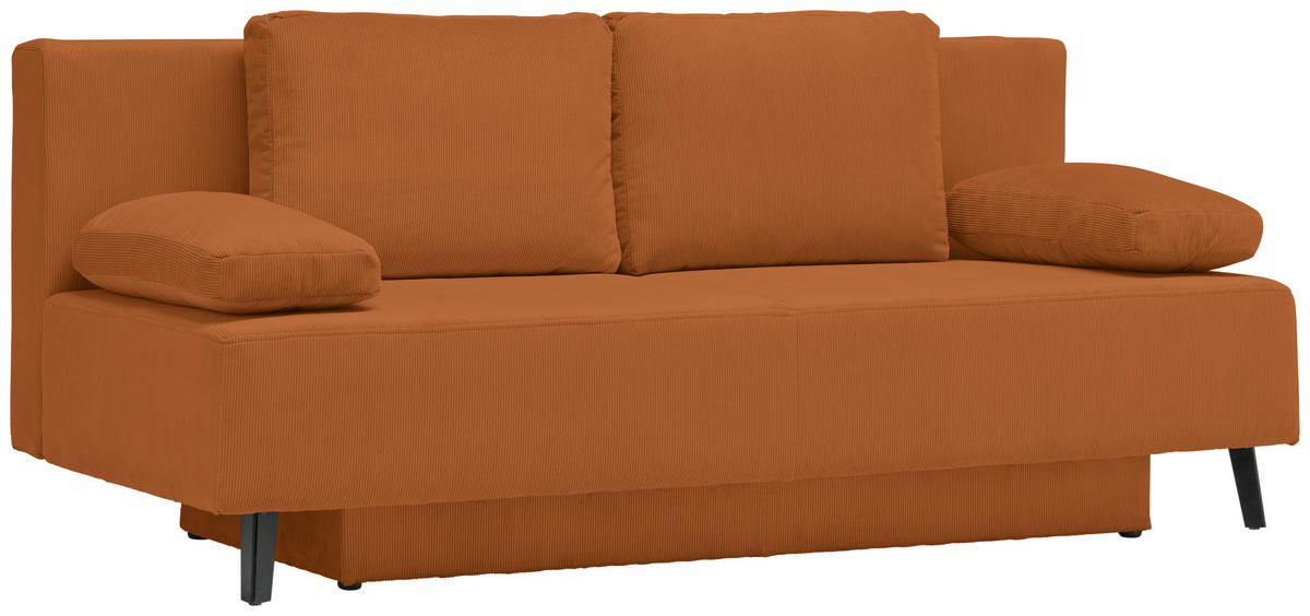 SCHLAFSOFA in Cord Orange  - Schwarz/Orange, Modern, Textil/Metall (193/85/88cm) - Novel