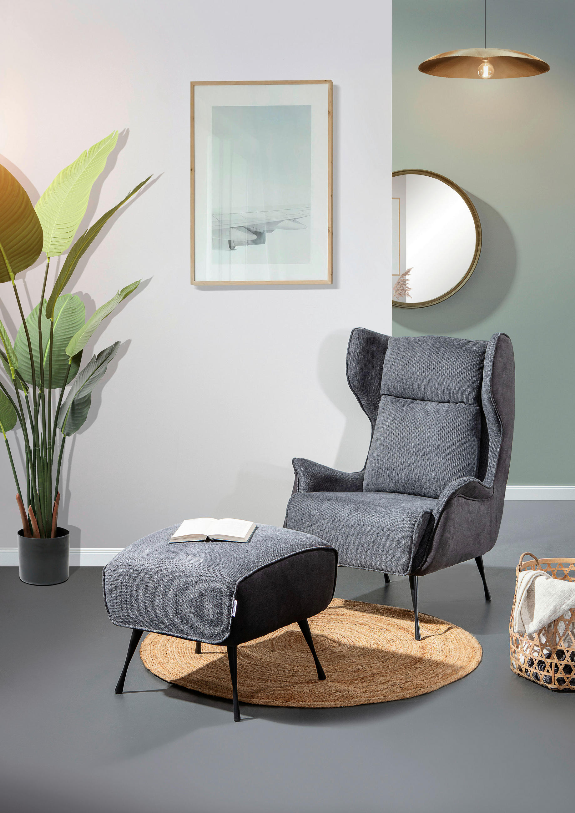 PALL i textil grå, mörkgrå  - mörkgrå/svart, Design, metall/textil (60/49/53cm)