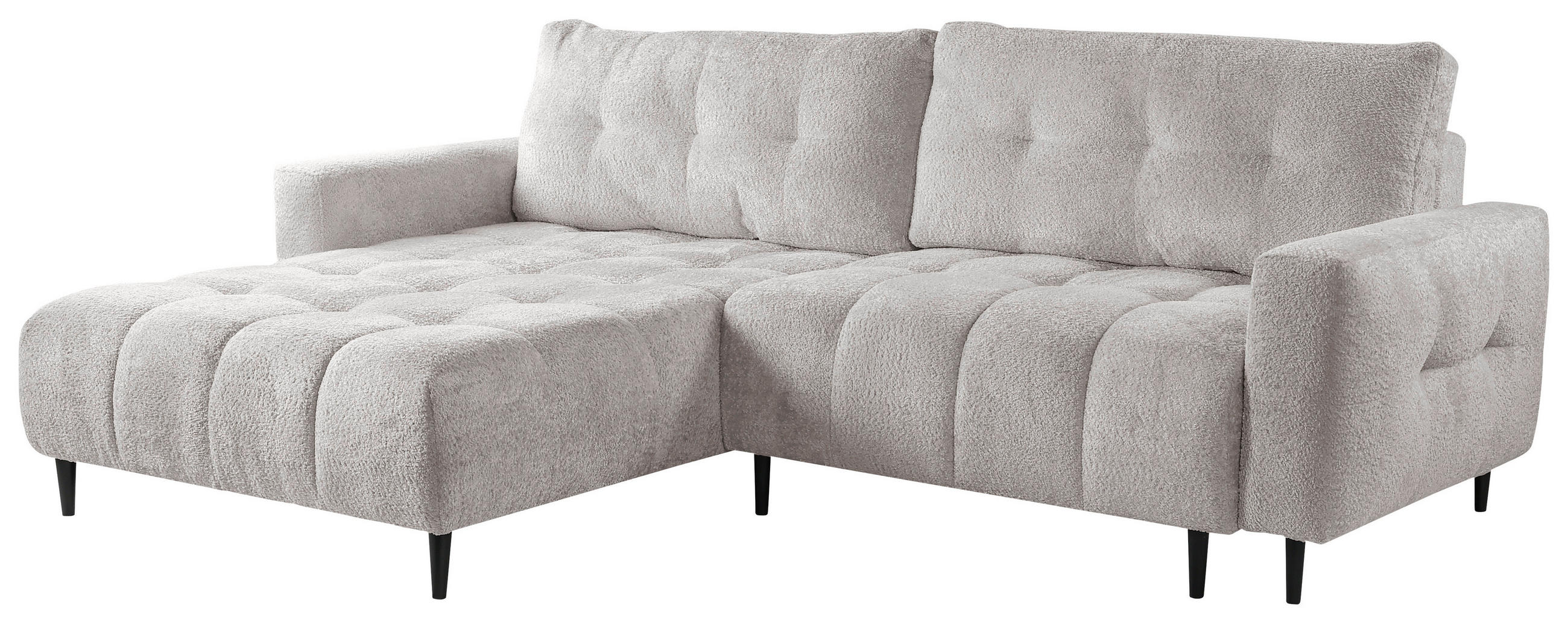 ECKSOFA in Chenille Ecru  - Ecru/Schwarz, Konventionell, Holz/Textil (180/266cm) - MID.YOU