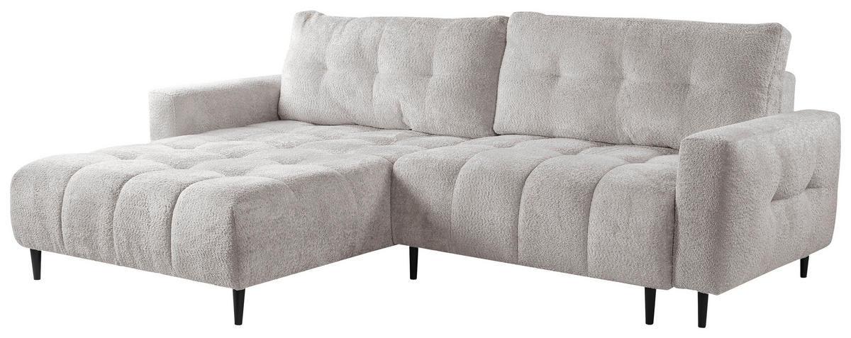 ECKSOFA in Chenille Ecru  - Ecru/Schwarz, Konventionell, Holz/Textil (180/266cm) - MID.YOU