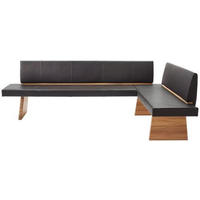 ECKBANK 268,3/178,3 cm Echtleder Eichefarben, Dunkelgrau Wildeiche massiv   - Eichefarben/Dunkelgrau, KONVENTIONELL, Leder/Holz (268,3/178,3cm) - Voglauer