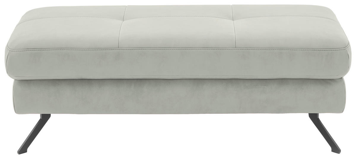 HOCKER in Textil Hellgrau  - Hellgrau/Schwarz, Design, Textil/Metall (130/47/65cm) - Beldomo System
