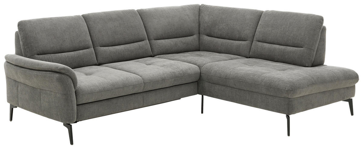 ECKSOFA in Webstoff Grau  - Schwarz/Grau, Design, Textil/Metall (256/206cm) - Beldomo System
