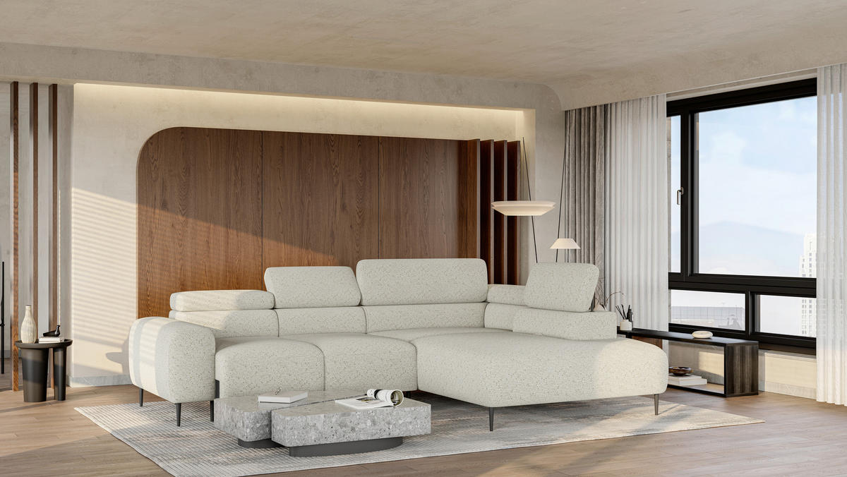 SOFFA i textil ecru  - svart/ecru, Design, metall/textil (304/77/108cm) - Stylife
