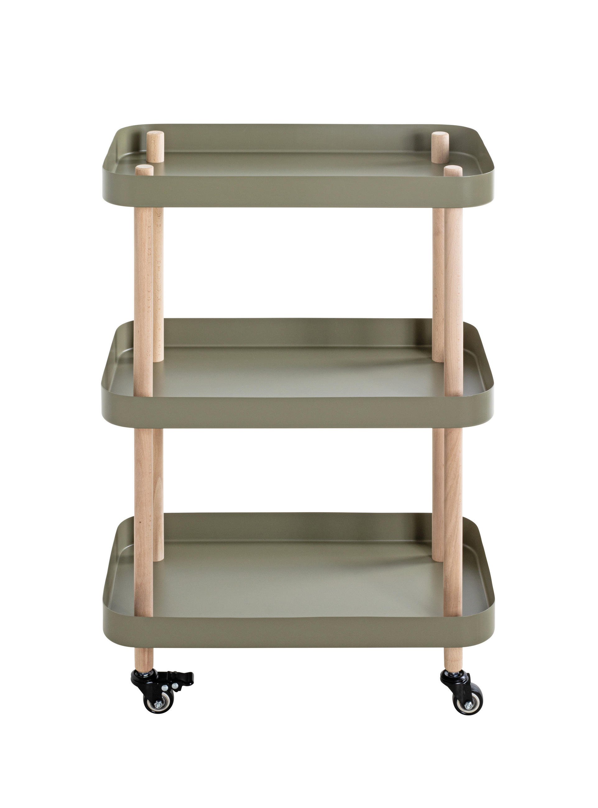 SERVIERWAGEN Buche massiv Grün, Naturfarben, Buchefarben  - Buchefarben/Naturfarben, MODERN, Holz/Metall (50/30/76cm)