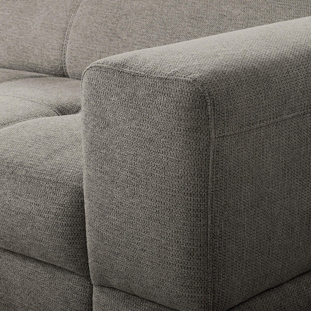 ECKSOFA TORINO Graphitfarben Chenille Bettkasten, Kopfteilverstellung  - Schwarzchrom/Graphitfarben, Design, Textil/Metall (173/247cm) - Livetastic