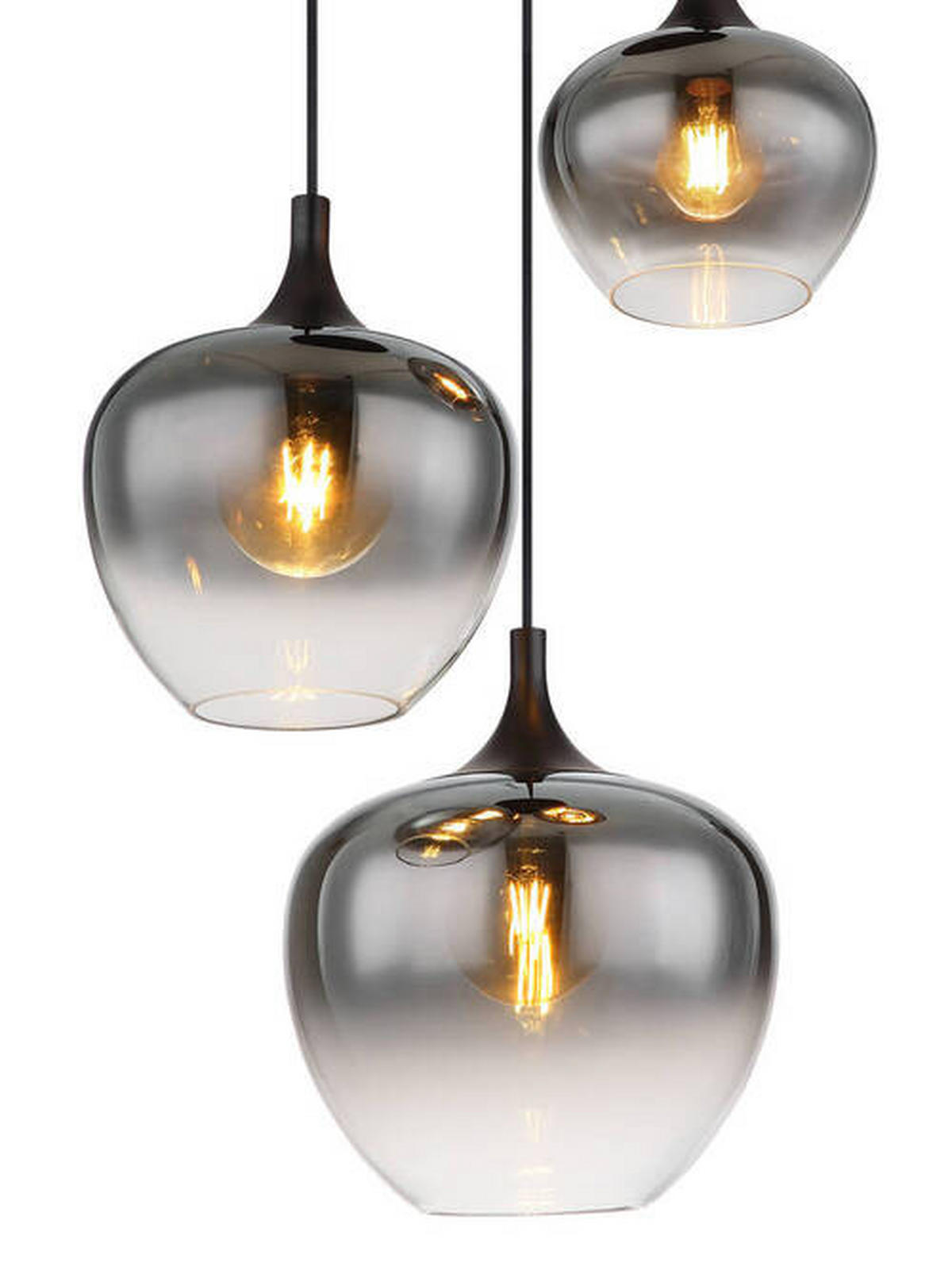 VISEČA SVETILKA        48/120 cm      E27 - črna, Design, kovina/steklo (48/120cm) - Globo