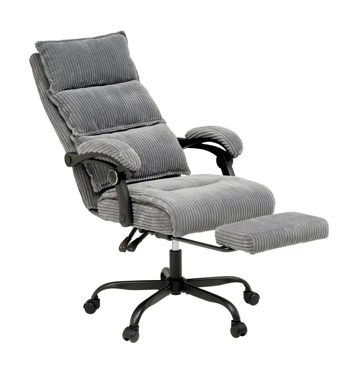 DREHSTUHL Cord Grau  - Schwarz/Grau, Modern, Holz/Kunststoff (65/116/124/65cm) - MID.YOU