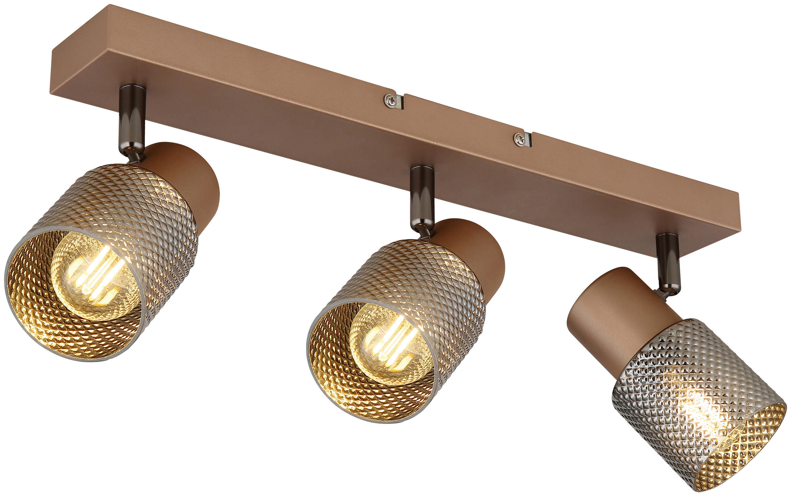 DECKENLEUCHTE 41/12/12,5 cm   - Cappuccino, Design, Glas/Metall (41/12/12,5cm) - Novel