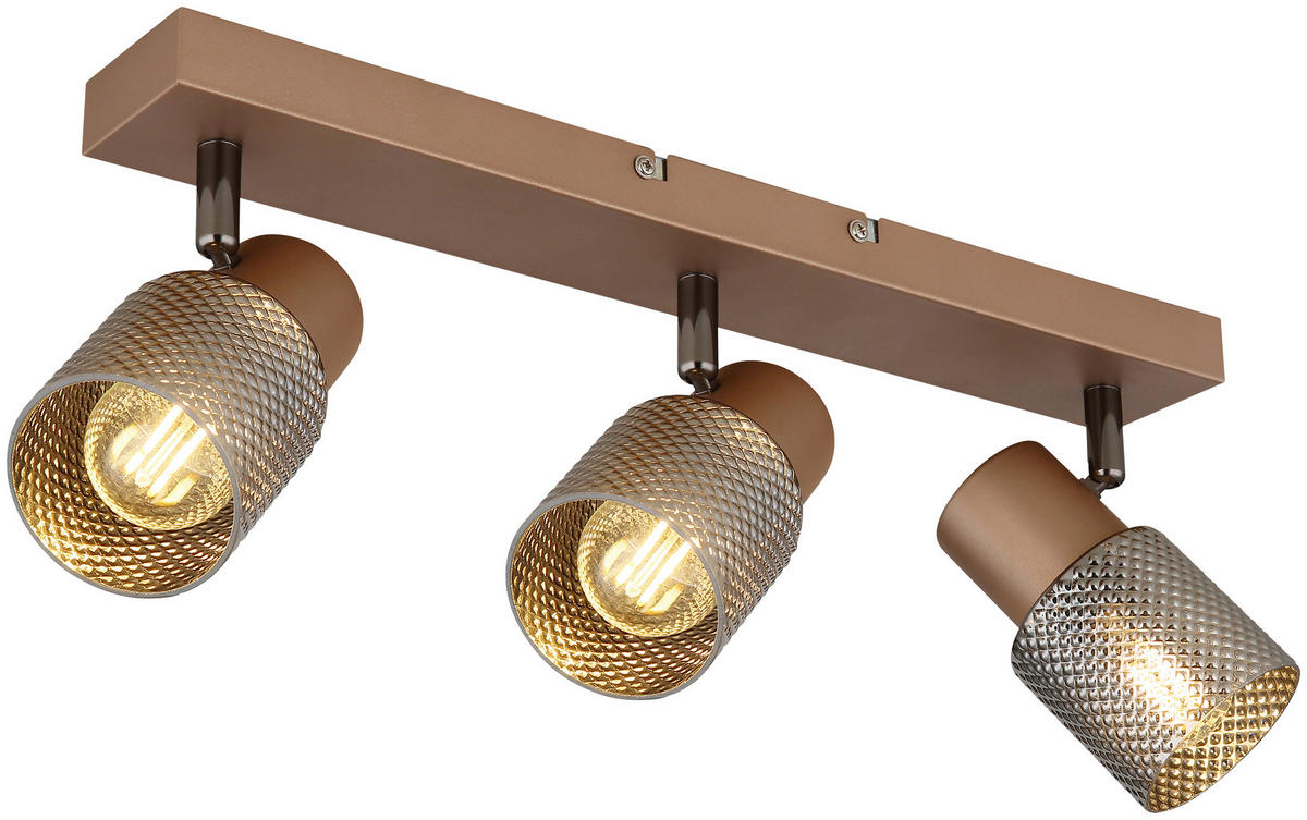 DECKENLEUCHTE 41/12/12,5 cm   - Cappuccino, Design, Glas/Metall (41/12/12,5cm) - Novel