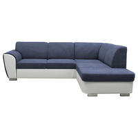 ECKSOFA Blau, Weiß Velours  - Blau/Silberfarben, Design, Kunststoff/Textil (255/196cm) - MID.YOU