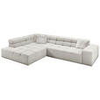 ECKSOFA Weiß Feincord  - Schwarz/Weiß, Design, Kunststoff/Textil (215/319cm) - Hom`in