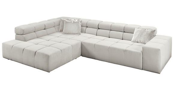 ECKSOFA Weiß Feincord - Schwarz/Weiß, Design, Kunststoff/Textil (215/319cm) - Hom`in
