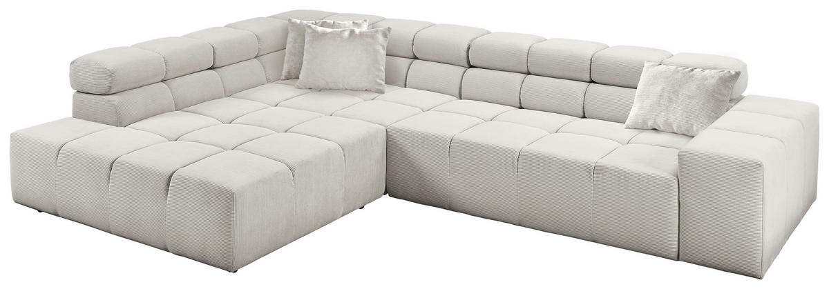 ECKSOFA Weiß Feincord  - Schwarz/Weiß, Design, Kunststoff/Textil (215/319cm) - Hom`in