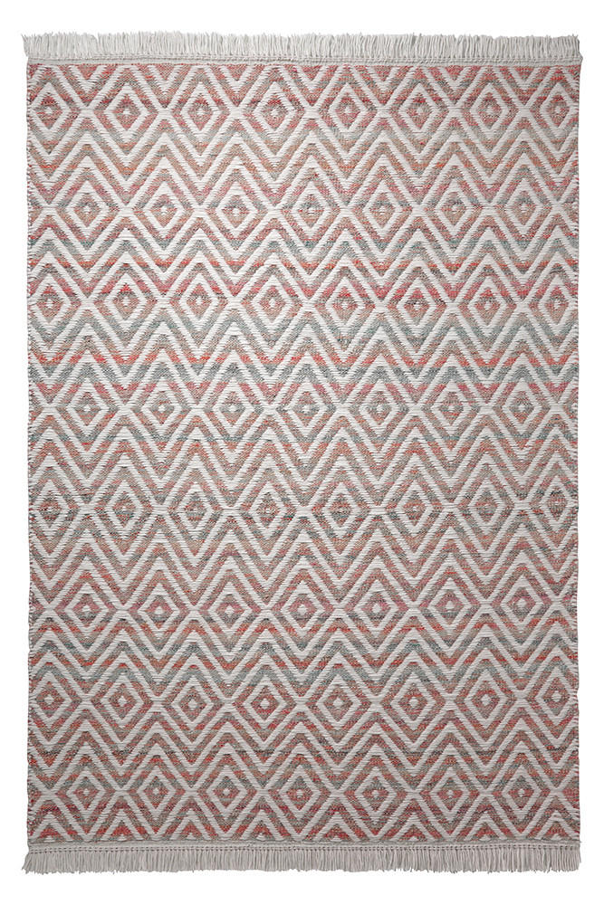 HANDWEBTEPPICH 60/110 cm Vector Rot, Weiß  - Rot/Weiß, KONVENTIONELL, Textil (60/110cm) - Esprit