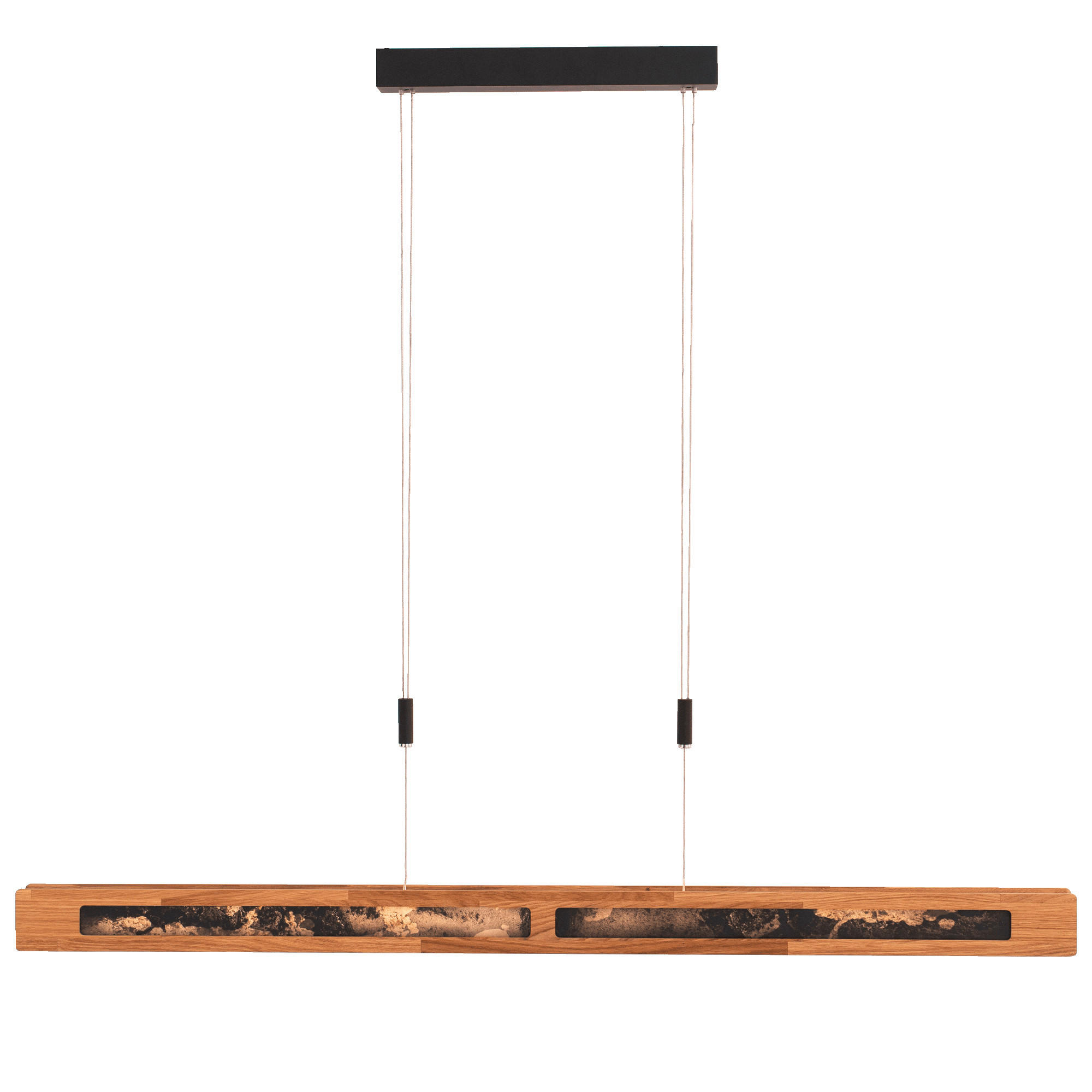 LED-HÄNGELEUCHTE Schliersee 114/6/150 cm  - Eichefarben/Anthrazit, Natur, Holz/Stein (114/6/150cm)