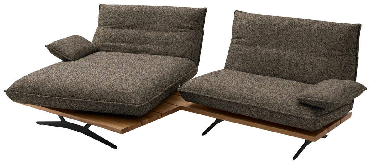 ECKSOFA  in Chenille, Flachgewebe Braun, Wildeiche  161/284 cm  - Wildeiche/Schwarz, Design, Holz/Textil (161/284cm) - Koinor