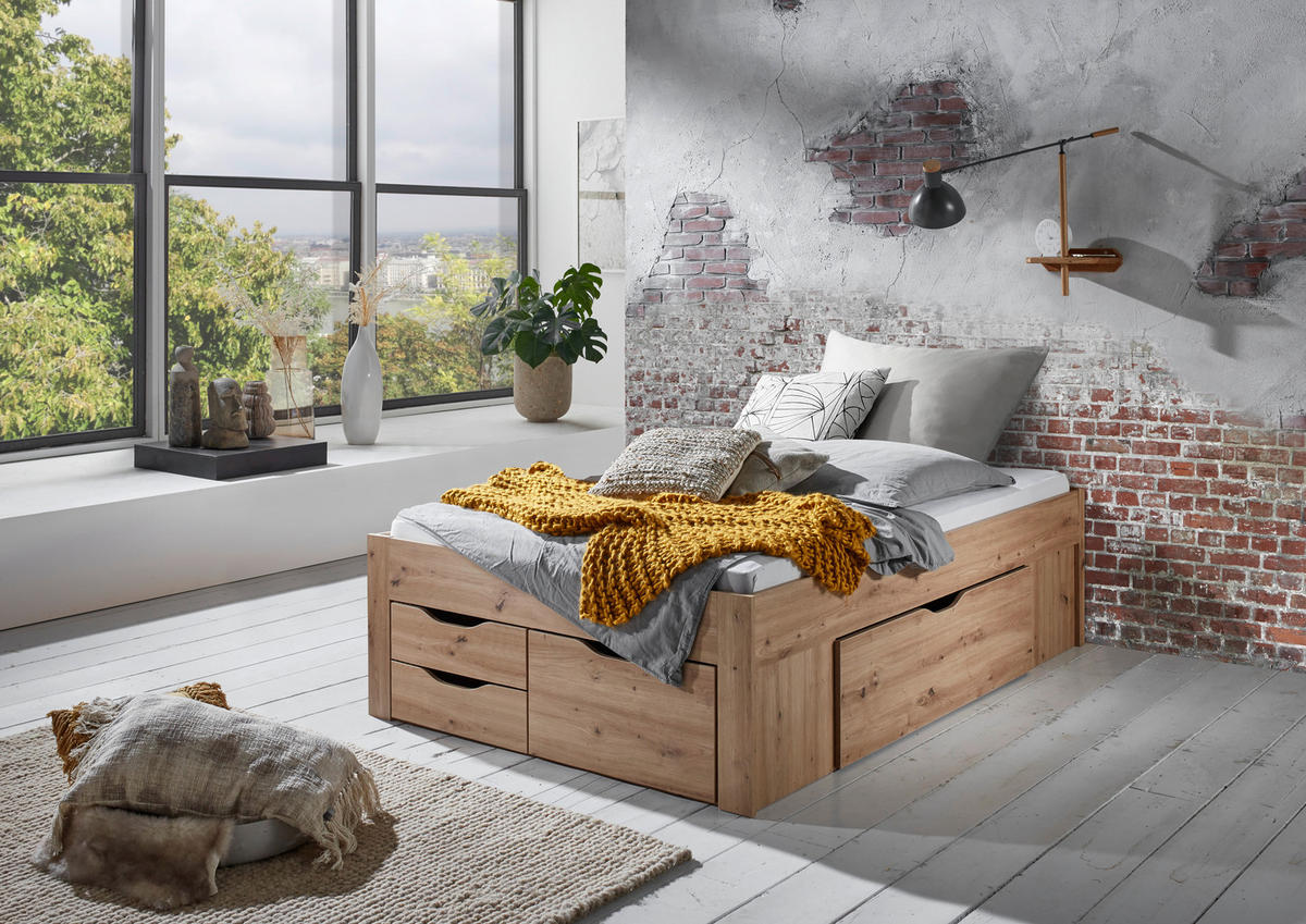 STAURAUMBETT 140/200 cm  in Eiche Artisan  - Eiche Artisan, KONVENTIONELL, Holzwerkstoff (140/200cm) - Boxxx