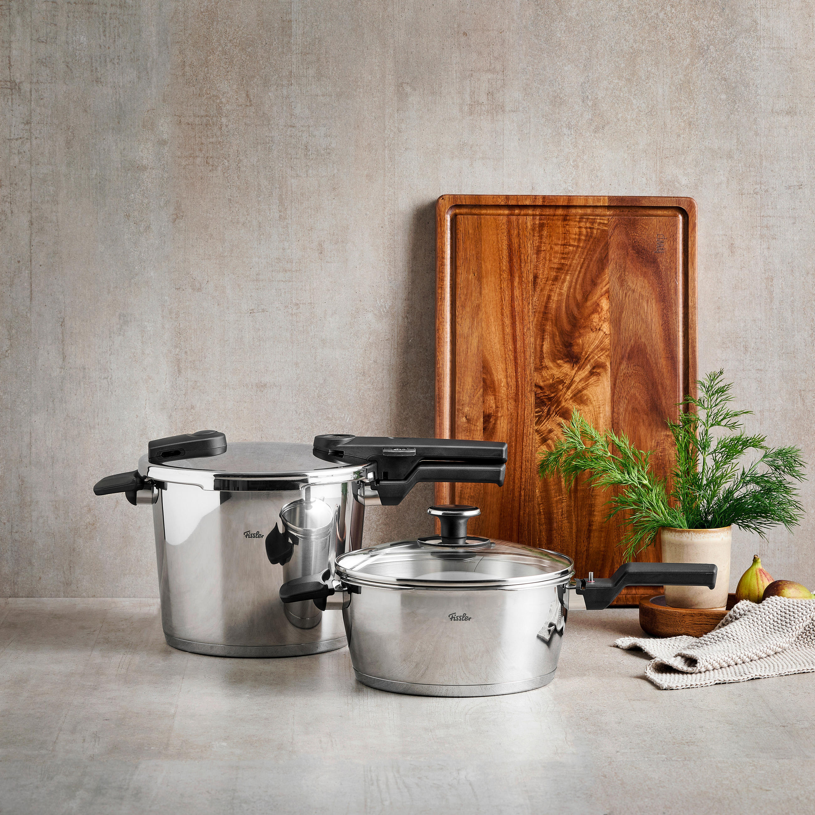 SCHNELLKOCHTOPFSET VITAQUICK®  - Silberfarben, Basics, Metall - Fissler