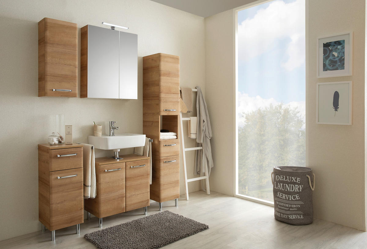 SPODNJA OMARICA 30/72,25/33 cm  - barve kroma/barve hrasta, Basics, kovina/steklo (30/72,25/33cm) - Pelipal