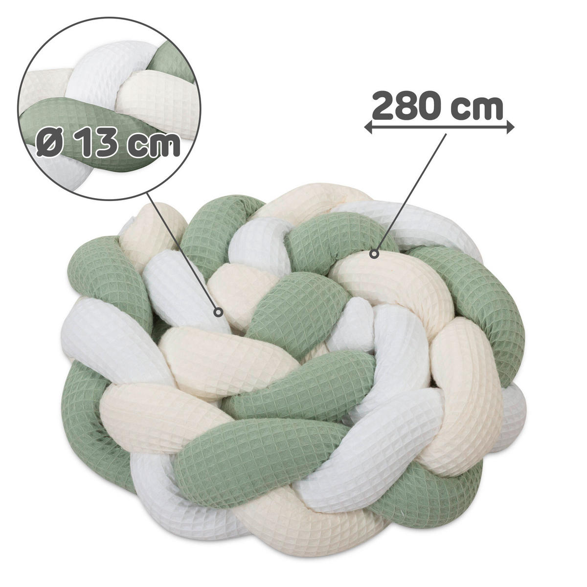 NESTCHENSCHLANGE  280/13/13 cm   - Jadegrün/Beige, Basics, Textil (280/13/13cm) - Babybay