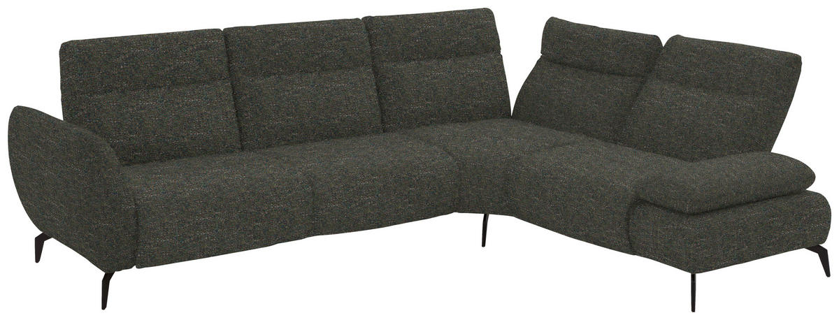 ECKSOFA in Webstoff Khaki  - Khaki/Schwarz, Design, Textil/Metall (290/223cm) - Moderano